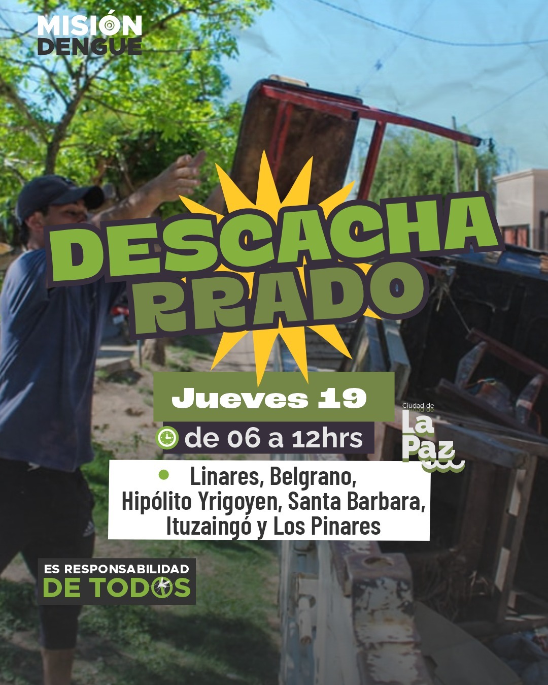 Descacharrado: conocé las zonas donde se realizará el operativo